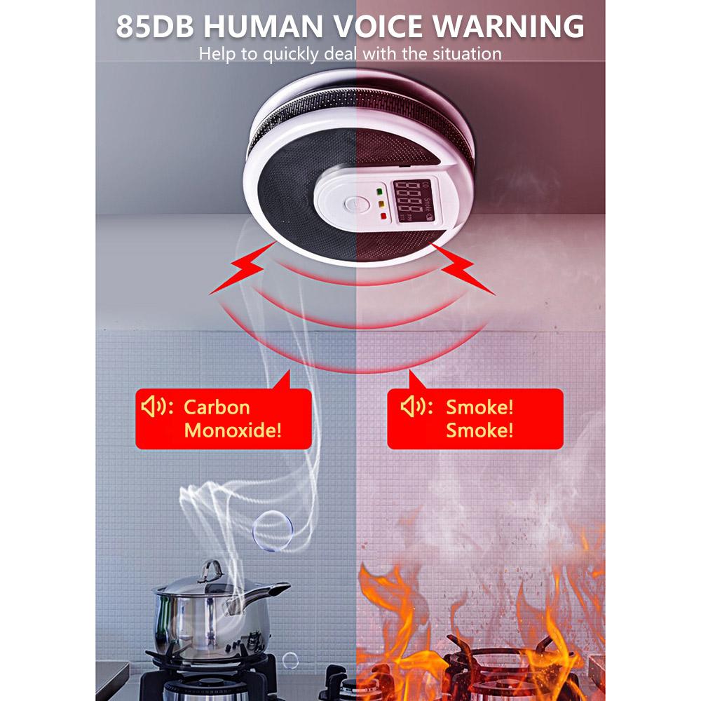 Combination Carbon Monoxide Smoke Detector Battery Operated Smoke CO Detector with LCD Display