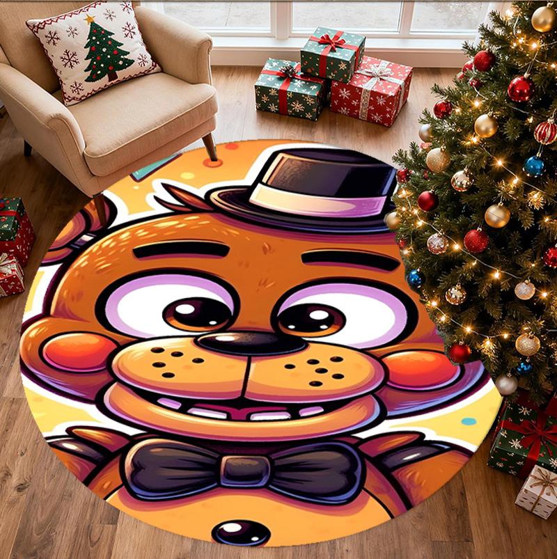 Five Nights at Freddy's Pattern Round Rug, Indoor/Outdoor Mat, for Picnic, Gameroom, Bedroom, Office, Living Room, Home Decor Carpet, Birthday Gift