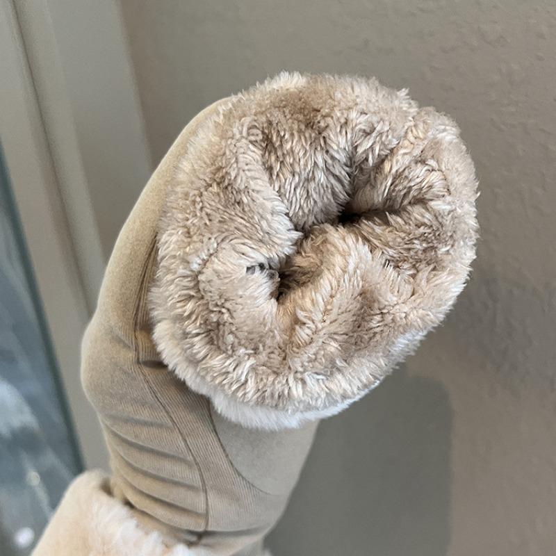 Флисовые утолщенные теплые перчатки зимние женские ветрозащитные холодные студенческие для катания на открытом воздухе электромобили пятипалые трендовые