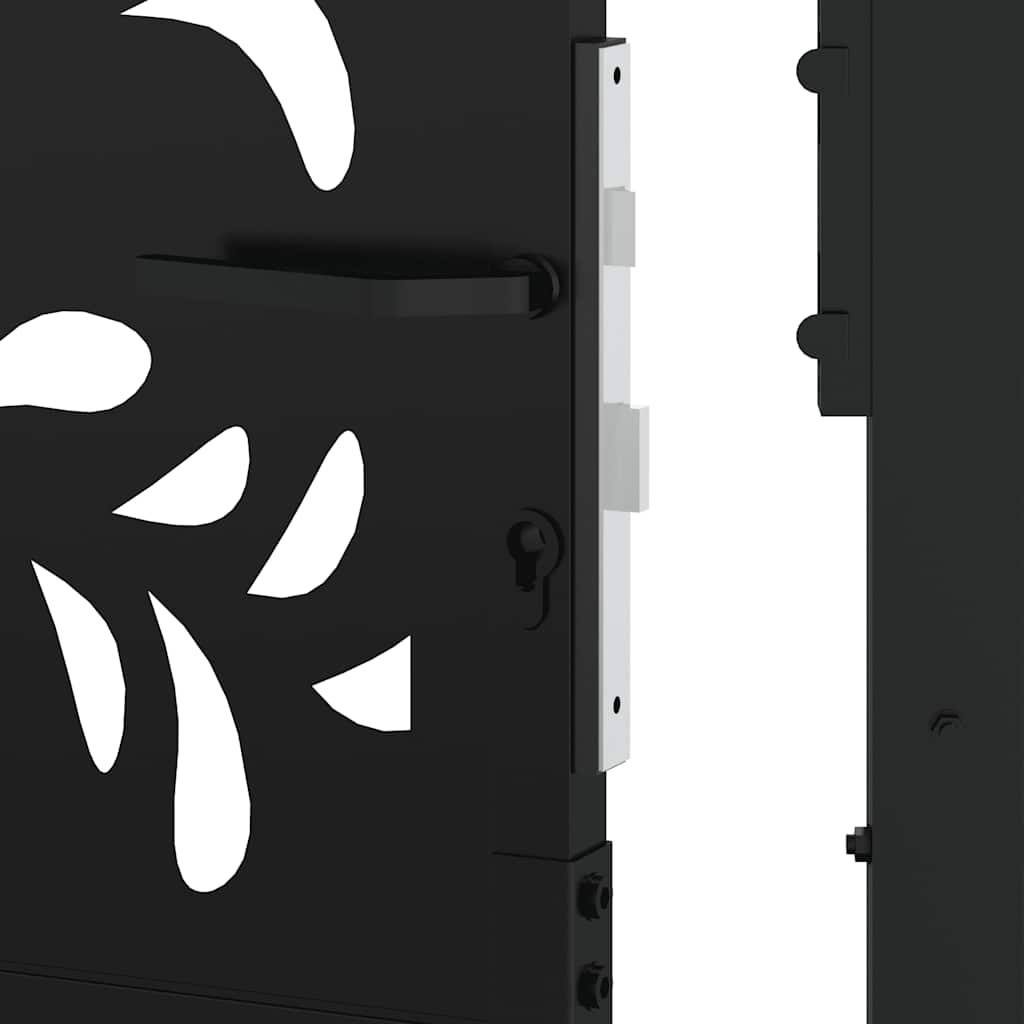 Garden Gate Black 100x200 cm Steel Wavy Design