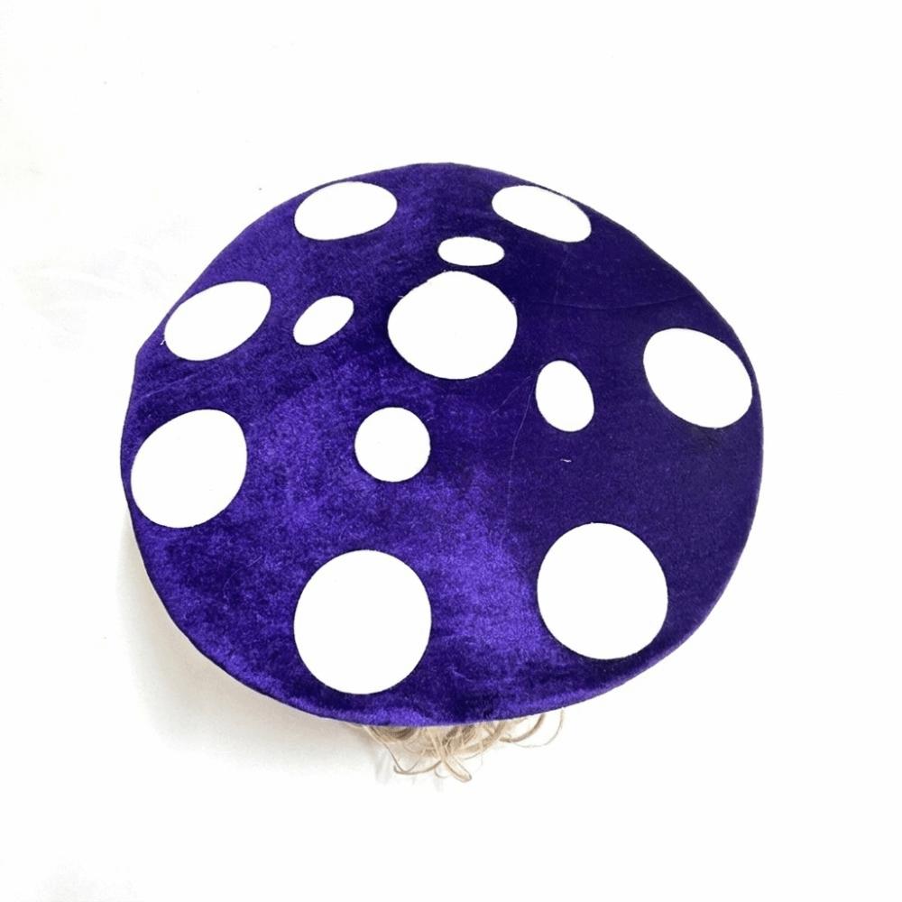 Soft Velvet Costume Headpiece Oversized Fungus Beret Cap Adjustable Mushroom Hat Cosplay