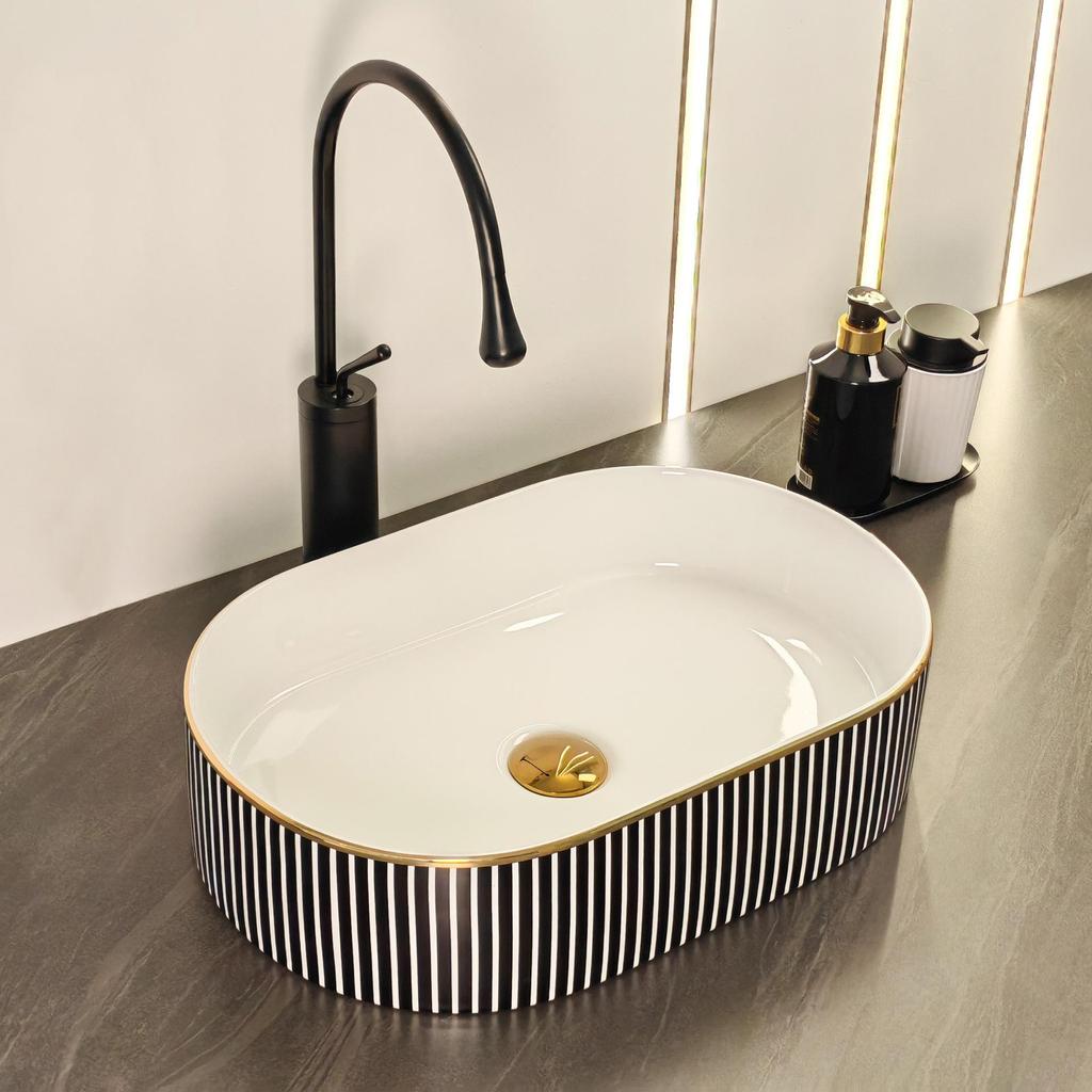 Bathroom Counter Top Ceramic Sink Rectangular Lavatory Porcelain Oval Wahsbasin