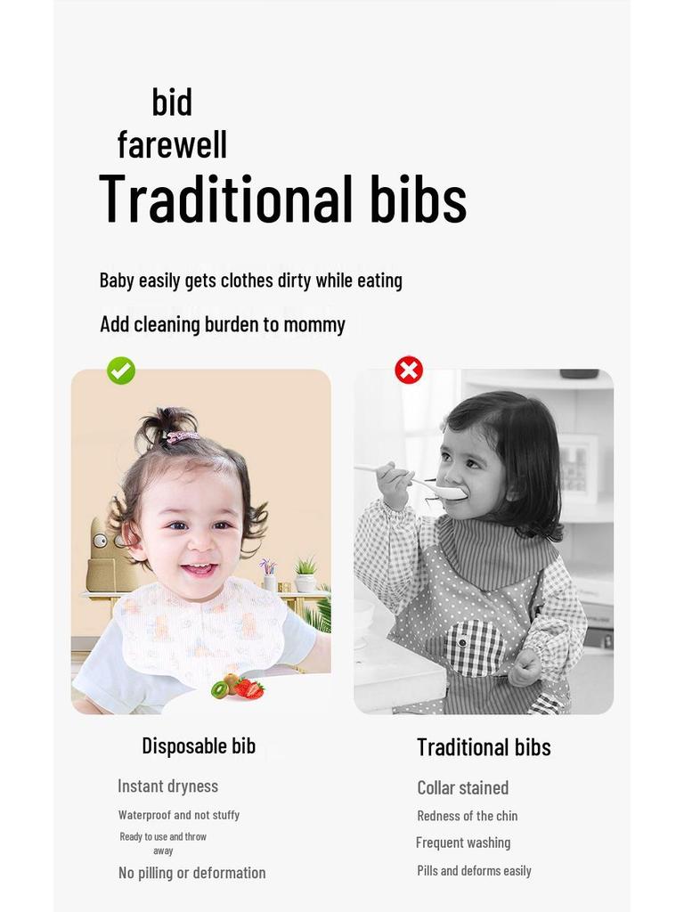 Disposable Waterproof Baby Bib - Anti-Spit-Up, Large Size, Non-Pure Cotton