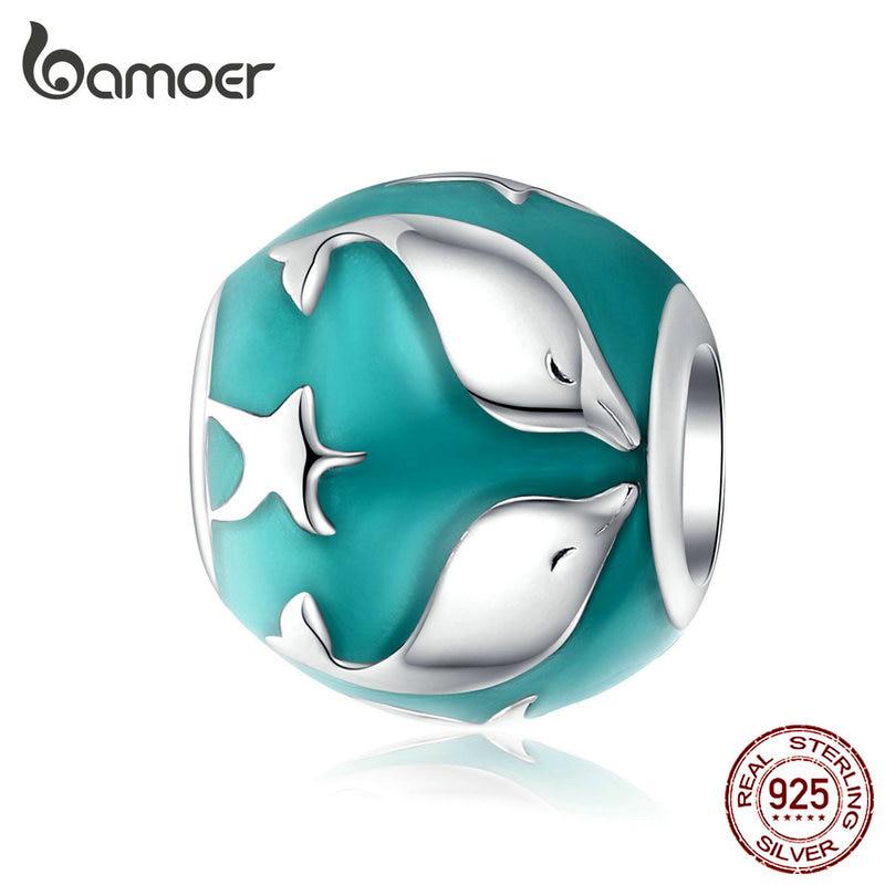 BAMOER Whale Dolphin Shark Charm 925 Sterling Silver Fit Original Bracelet Original Design Jewelry