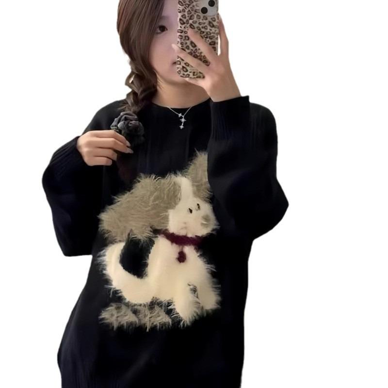 Зимний пуловер с круглым вырезом, ленивый стиль, высококачественный свитер, женский мягкий восковой свободный верх, женский вязаный свитер