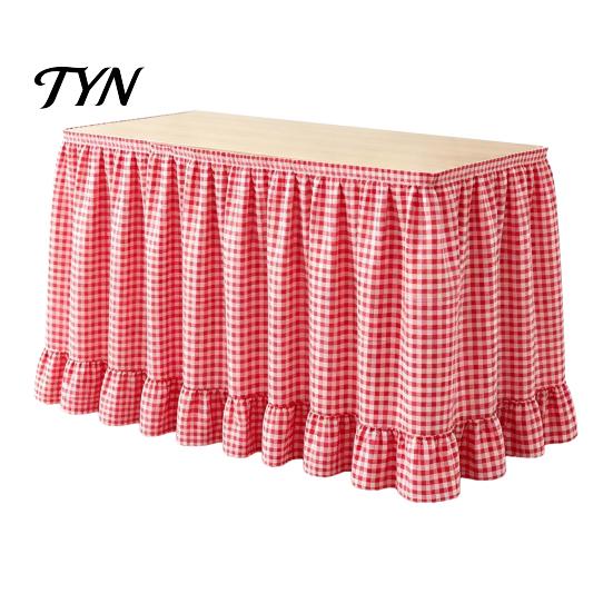 Rectangular Table Skirt for Kindergarten 6Ft Gingham with Ruffled Edge, Checkered Teacher Desk Skirt, Pastoral Style Plaid Decor Hook And Loop