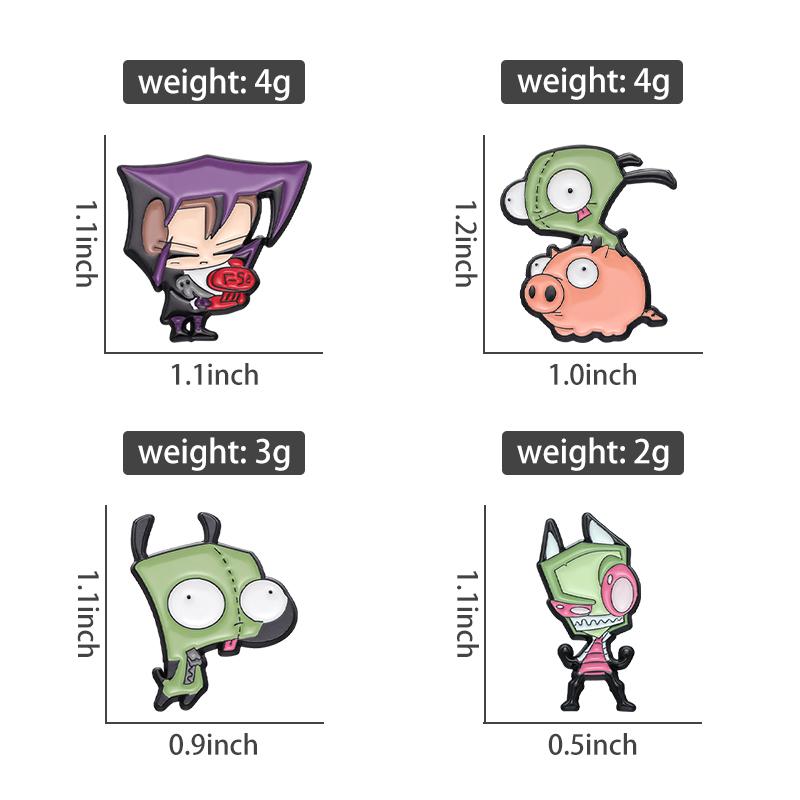 Invader ZIM Enamel Pins Custom Cartoon Dib Pig Brooches Lapel Badges Anime TV Series Jewelry Gift for Fans Friends
