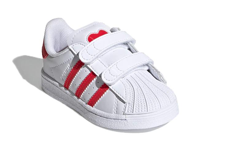 adidas Оригинальные SUPERSTAR Удобные Дышащие Низкие Скейтбордические Кроссовки Белые Красные Для Младенцев и Малышей FZ0644