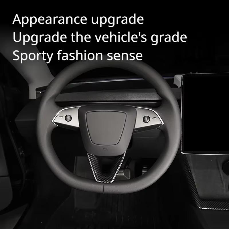 Steering Wheel Patch for Tesla Model 3 3+ ABS Carbon Fiber Decorative Sticker Modified Shell New Model Y Launch 2025 Accessories