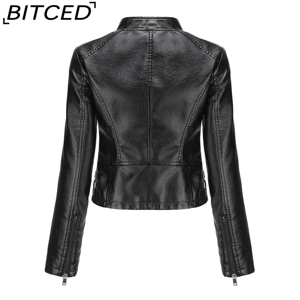 BITCED Женская кожаная куртка с шипами Весна/Осень С длинным рукавом Стойка воротник Модная куртка