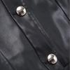 Womens Short Faux Leather Jacket Round Neck Spliced Lace Hem Slim Fit Vintage Style