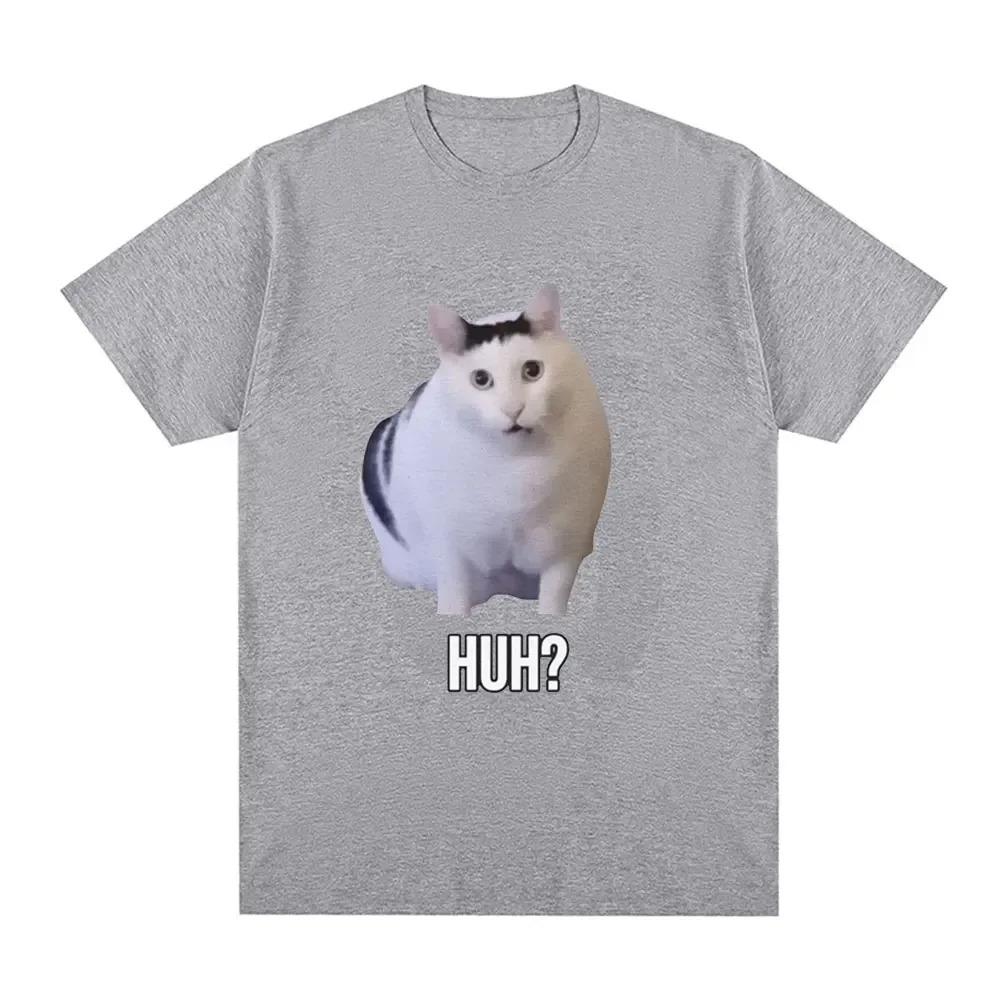 Cat Saying Huh? Funny Meme T-shirt Unisex Unisex Breathable Short Sleeve Oversized T Shirts Fashion Harajuku Tee Shirt