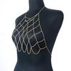 Body Chain Geometric Sexy Hollow Out Crossover Electroplating Dress Up Vacation Gift Women Mesh Bikini Bra Chain Harness Necklace Jewelry Beach Wear
