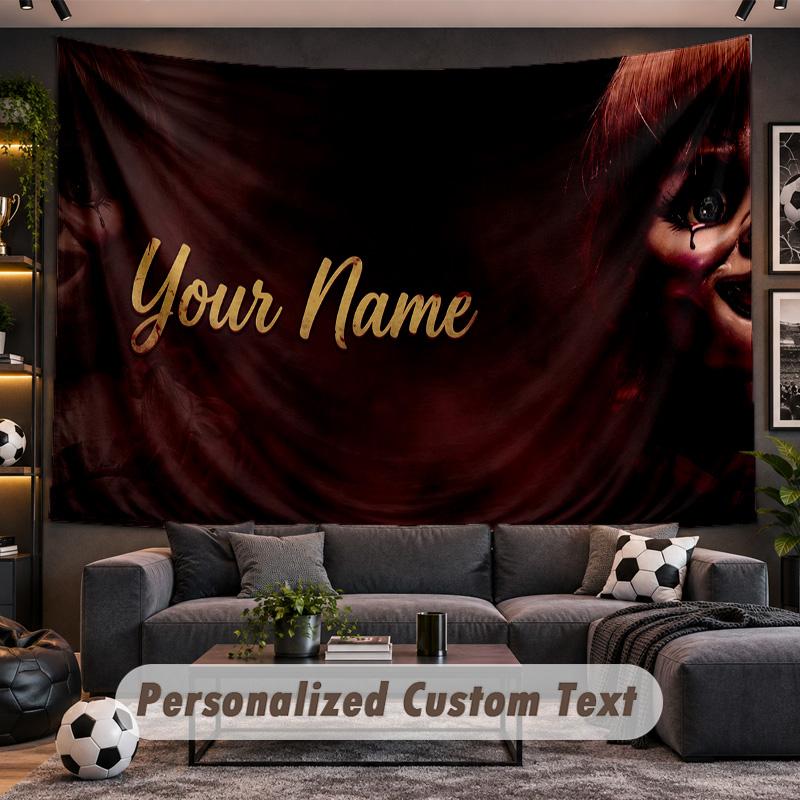 The Conjuring Annabelle Personalized Tapestry Support Custom Name, Wall Art Home Decoration
