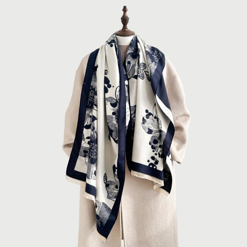 Double-sided Petal Jacquard Imitation Cashmere Scarf Women's Leisure Atmosphere New High-quality Scarf Shawl Soft and Thick