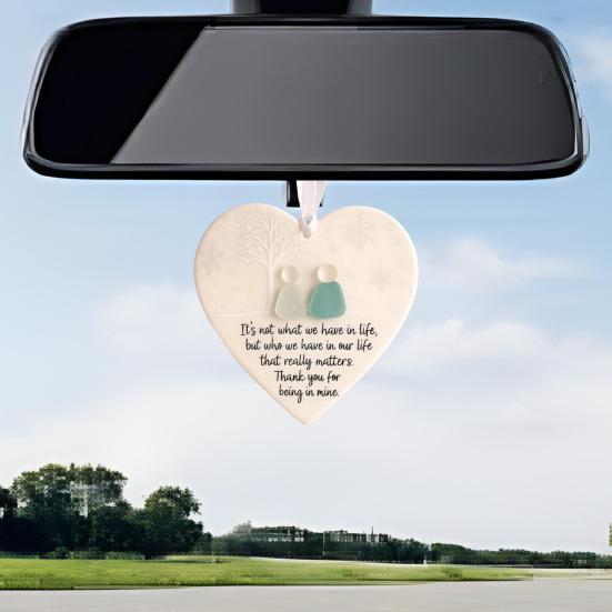 Heart-Shaped Sea Glass Friendship Decor Handmade Ceramics Heart Ornament for Christmas Tree Hanging Decor Sea Glass Art Friendship Keepsake