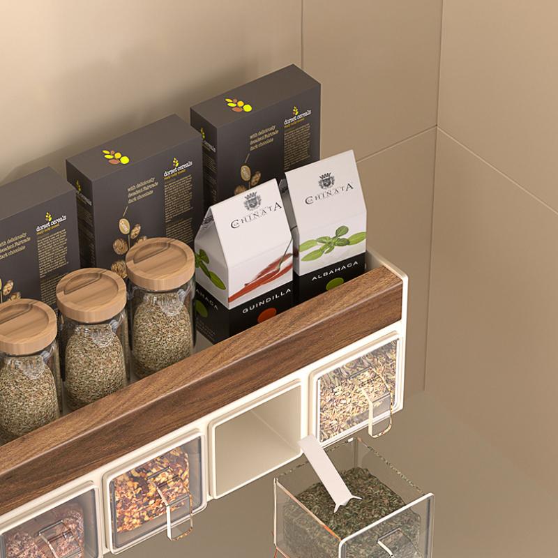Двухслойная деревянная настольная складная стойка для хранения многофункциональная кухонная приправа органайзер для экономии места на столешнице
