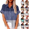 Женская модная свободная повседневная рубашка с короткими рукавами и отворотами на пуговицах с принтом и карманной футболкой Топ