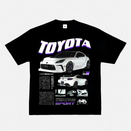 2024 RWB Car Black and White Short Sleeve JDM Car Culture T-shirt Hip Hop American Small Neckline Hiphop Top Vintage