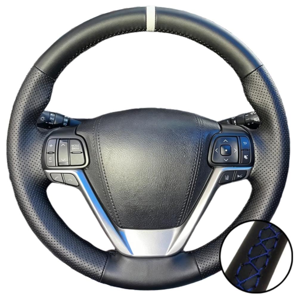 Hand Stitched Black Perforated Microfiber Leather 2014- Sienna 2015- Steering Wheel Cover For Toyota Highlander