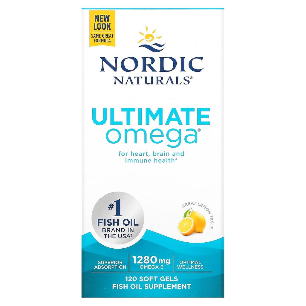 Nordic Naturals Ultimate Omega, Lemon, 1,280 Mg, 120 Softgels (640 Mg Per Softgel)