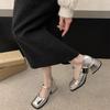 Fashion 2024 Autumn New Women Fashion Square Toe Close Toe Ankel Strap Mules Ladies Elegant Mary Jane Ballet Shoes Mid Heel Dress Pumps