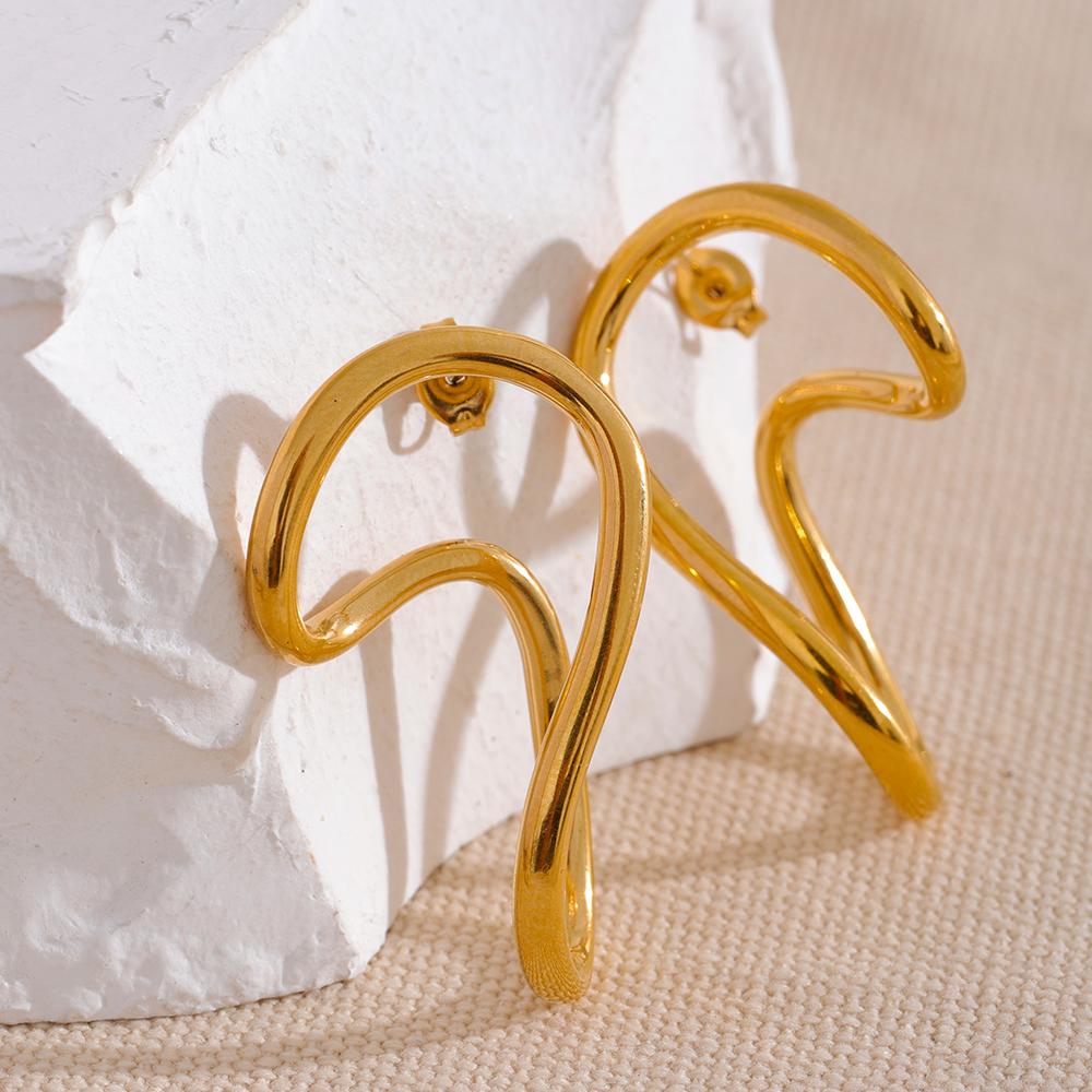 Eetit Минималистичные витые полые серьги-гвоздики из нержавеющей стали с геометрическим рисунком для женщин, персональные водонепроницаемые эффектные стильные ювелирные изделия