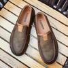 Мужские повседневные кожаные туфли из спилка больших размеров, мужские лоферы, удобная обувь для вождения, мокасины, мужская обувь на плоской подошве