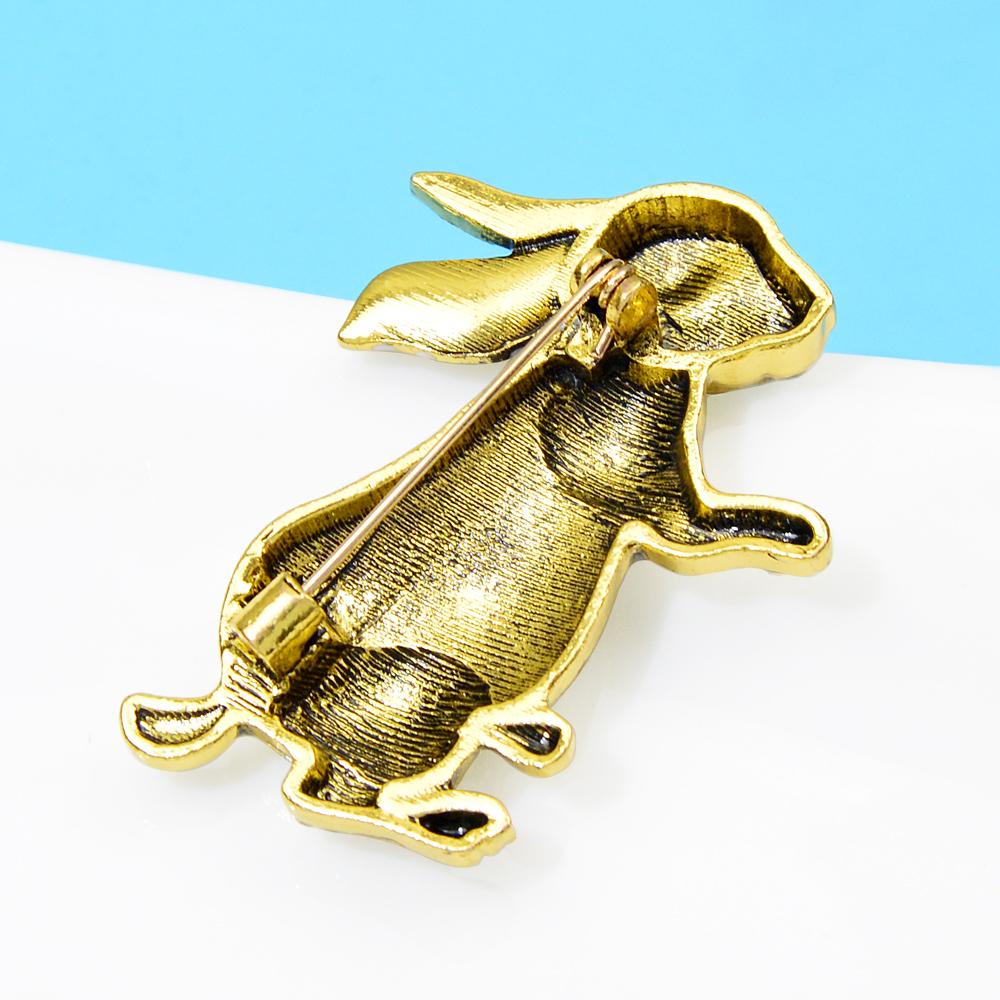 New Rhinestone Rabbit Brooch Cute Enamel Animal Pin Zodiac Fashion Jewelry 2 Colors Available Vintage Accessories