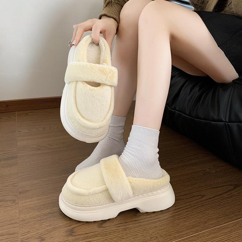 Легкие повседневные хлопковые туфли для города, с круглым носком, на платформе, шлепанцы женские 2025 осень-зима, новые, увеличивающие рост, универсальные туфли Мао Мао