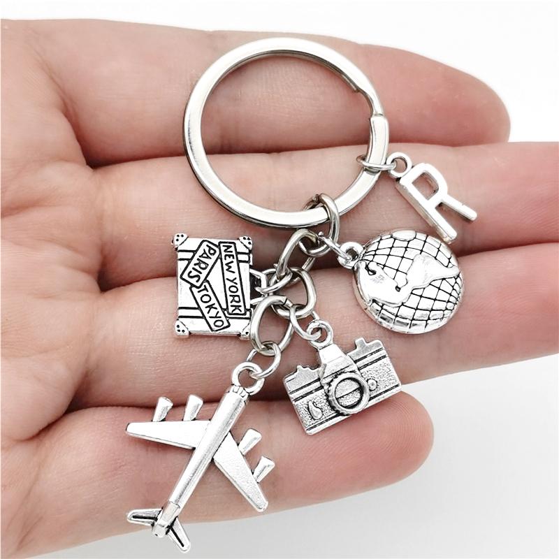 26 Букв Самолет Брелок Подвеска Самолет Брелок Земля Камера Шарм Брелок Лучшие Друзья Путешествия Ювелирные Изделия Подарки