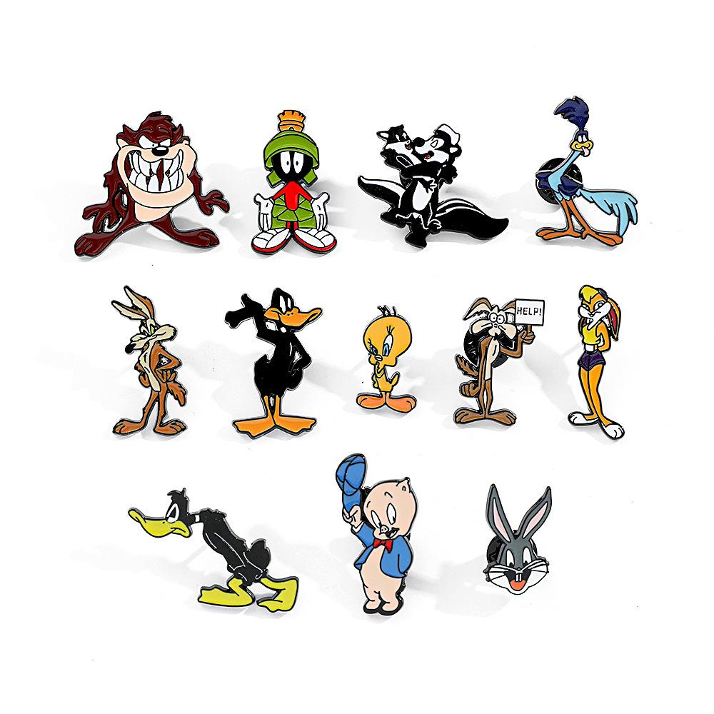 1 Set Cute Cartoon Creative Brooch and American Cartoon Film and Television Characters Metal Badges Accessories Drip Oil Brooch
