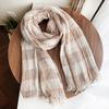 Japanese Literary Linen Scarf Classical Plaid Cotton and Linen Blend Scarf for Men and Women Neutral Unisex Retro Warm Scarves