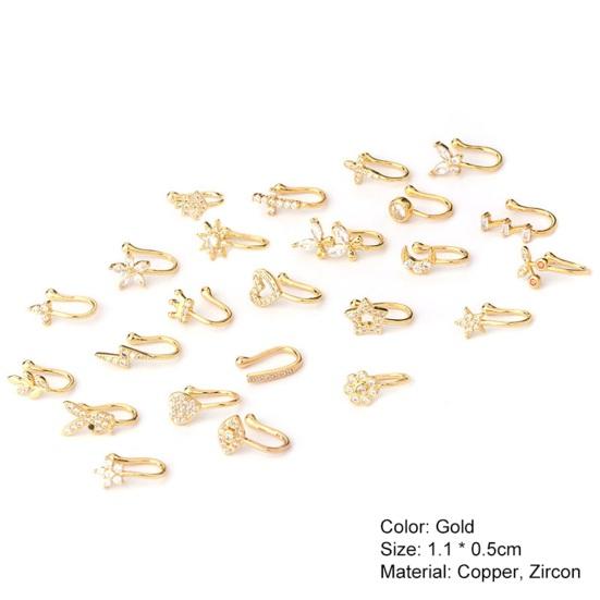 Клипса для пирсинга носа Привлекательная U-образная медная с кубическим цирконием Многостильная блестящая манжета для уха Штанга для пирсинга носа для повседневной носки