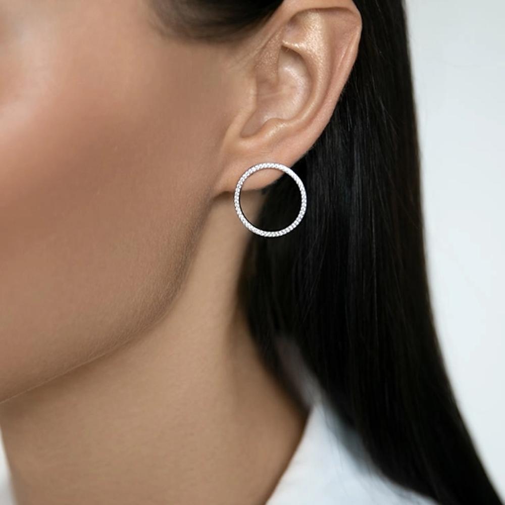 ANDYWEN Стерлингового Серебра 925 пробы, золото, большой круг, CZ Pave, серьги-гвоздики, клипсы, роскошные ювелирные изделия, круглые хрустальные женские клипсы, драгоценности