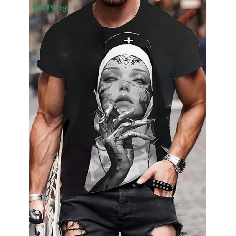 3D-живопись Футболка с коротким рукавом Летняя уличная мужская одежда Модная футболка с круглым вырезом Мужские футболки Новая винтажная одежда больших размеров Мужская одежда Ультра одежда