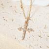 Golden Zirconia Arrow Cross Pendant Necklace, Dainty Jewelry for Women