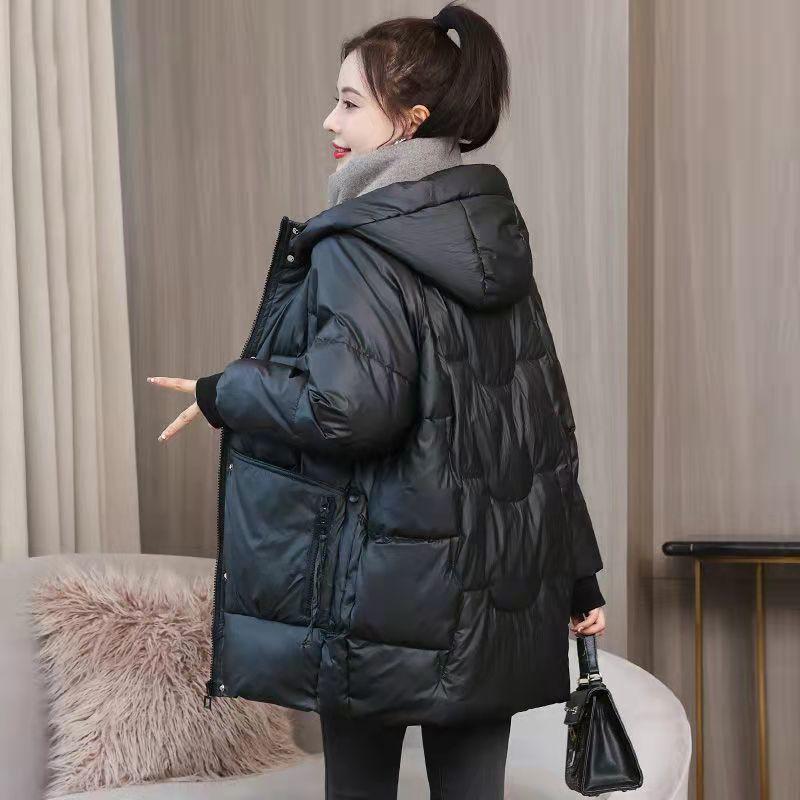 Autumn Winter Thicken Warm Long Parka Women Solid Color Loose Puffer Hooded Coat Jackets Outwear