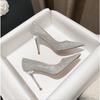 New Style Woman Pumps Silver Champagne High Heels Stiletto Wedding Shoes Sequins Women Heels Fashion Ladies Dress Party Shoes