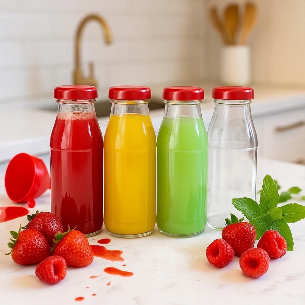 50x Glass Bottles for Juice JUICE 125ml Bottle for Juice Juice Syrup