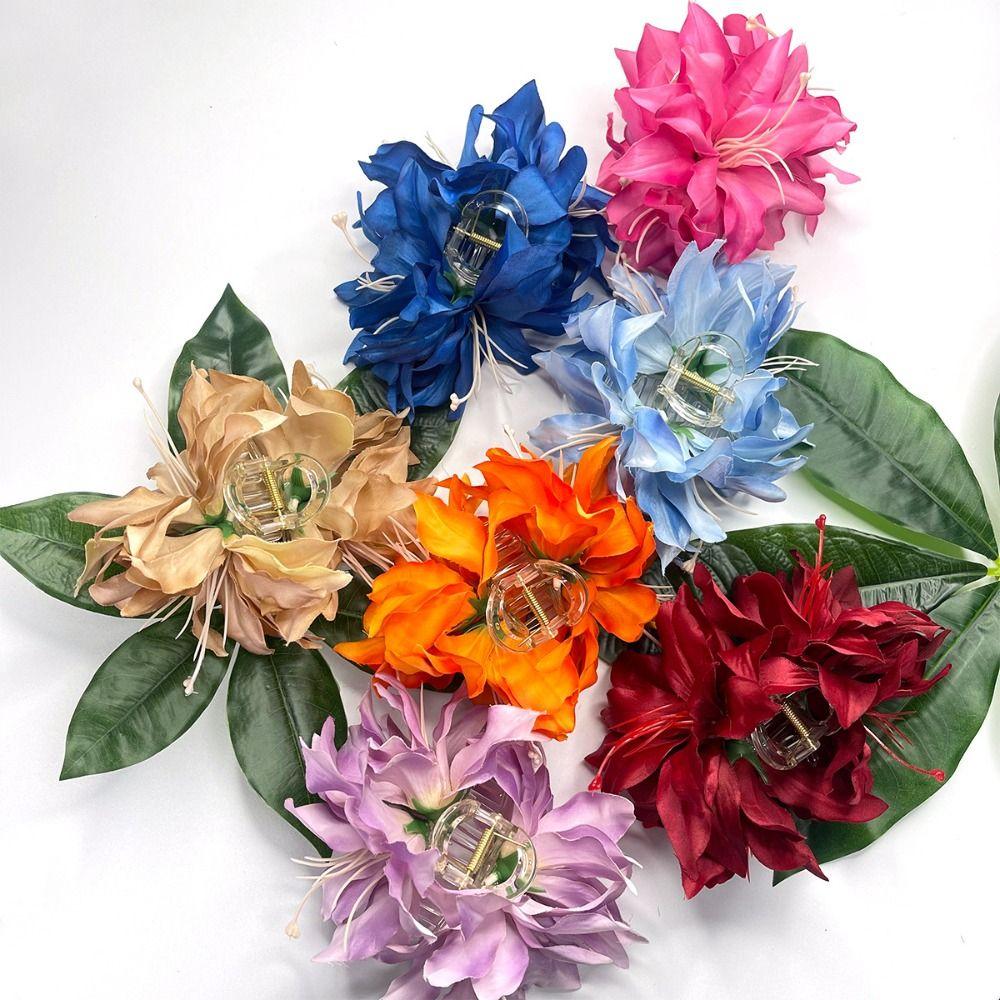 Korean Style Floral Shark Clip Fairy Sweet Hair Catches Simulation Flowers Hair Claw Beach