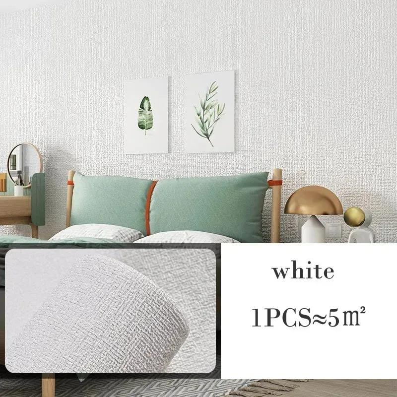 3D Сделай сам Утолщенные Водонепроницаемые Устойчивые к плесени Самоклеящиеся Изоляционные Обои Лен Однотонные Наклейки Ремонт Наклейки на стены