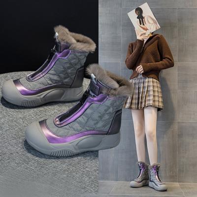 Морозостойкие большие хлопковые туфли на толстой подошве-маффин, шерстяные хлопковые туфли