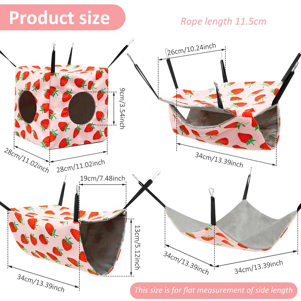 4Pcs Hamster Hammock Set Polyester Ferret Rat Hammock Set Soft Comfortable Hanging Guinea Pig Hideout Bed Small Pet Supplies