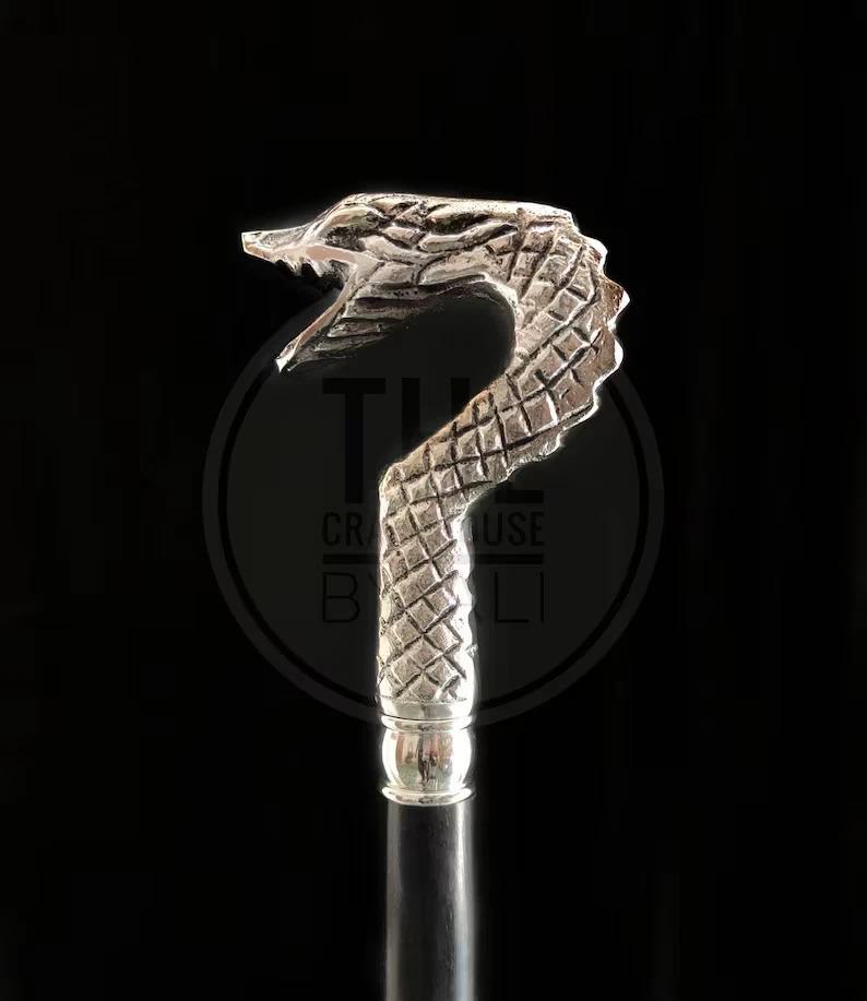 Dragon Head Walking Stick Cane Silver Walking Cane Gift Groomsmen
