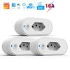 Home Automation Smart Socket Tuya Wifi Plug 16a Brazil Standard Smartlife App Remote Control Compatible Google Home And Alexa