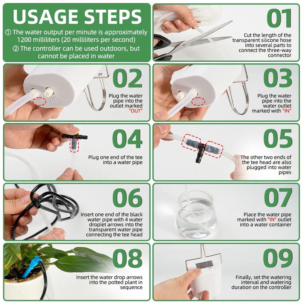 Автоматическая система капельного орошения для дома с аккумуляторной батареей для полива цветов и растений