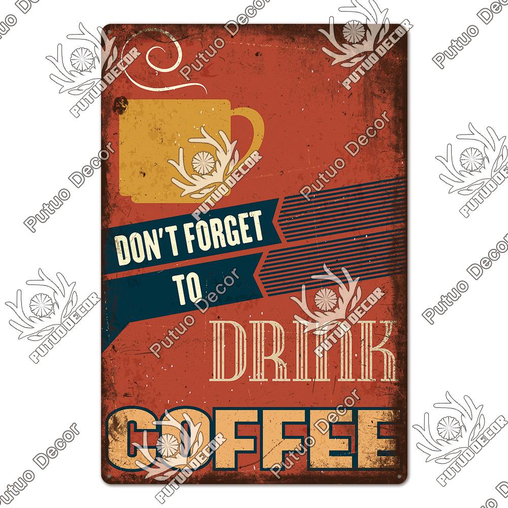 Decor Coffee Vintage Tin Sign Metal Sign Decorative Plaque Retro Plate Cafe Kitchen Living Room Coffee Bar Decoration