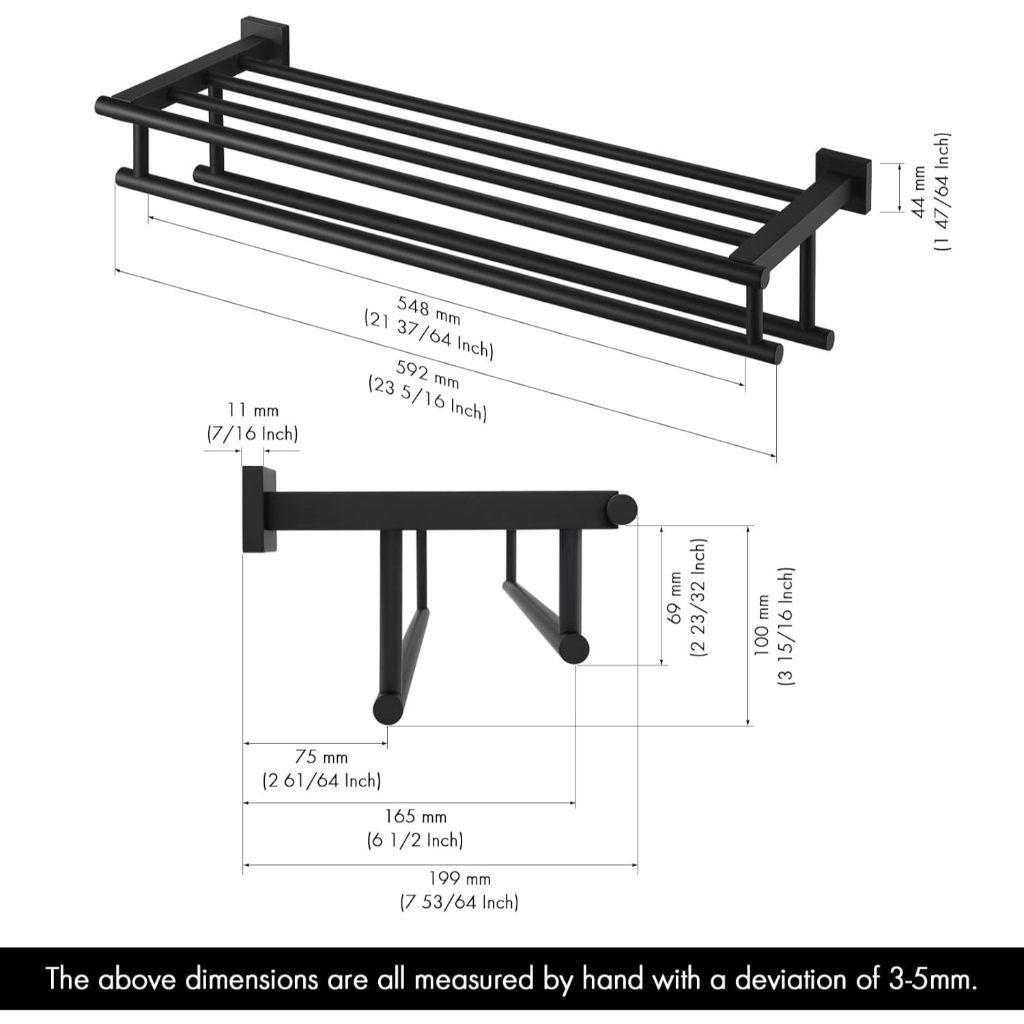 Полка для полотенец из нержавеющей стали SUS 304 Практичная двойная перекладина Полка для полотенец Бытовой держатель для настенного монтажа в ванной