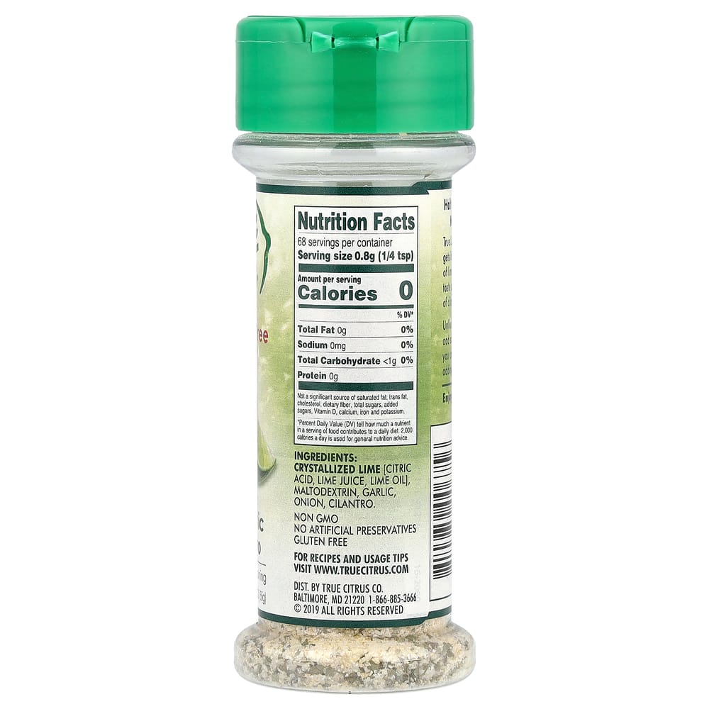 True Citrus True Lime Лайм Чеснок Кориандр Кристаллы Без Соли 55г (1,94 унции)